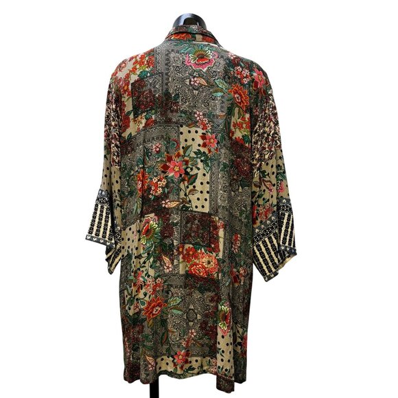 John Mark Embroidered Open-Front Kimono Cardigan XL Gray Multi - Picture 2 of 9